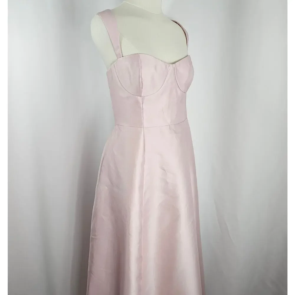 Alfred Sung Pink Bustier Lace Up Back Pocketed Satin Gown Women's Size 12R NWOTF - Picture 8 of 16